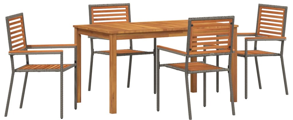 vidaXL Σετ Τραπεζαρίας Κήπου 5 Τεμαχίων 5 pcs Γκρι 140 x 80 x 74 cm