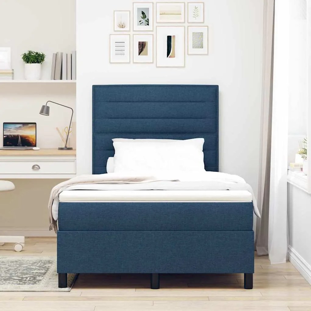 vidaXL Κρεβάτι με ελατήρια με στρώμα Μπλε 120 x 190 cm ύφασμα