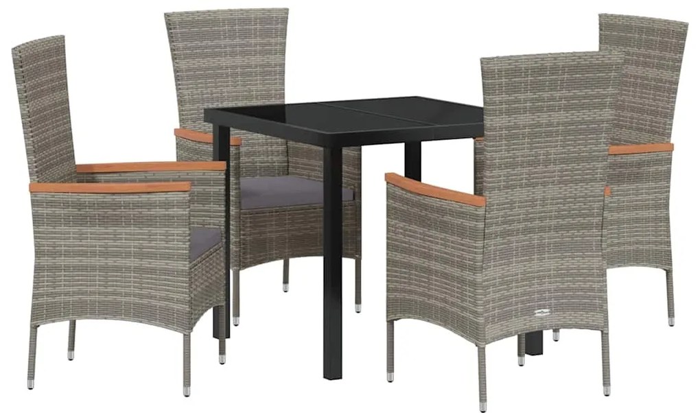 vidaXL Σέτ φαγητού για κήπο 5 pcs Γκρι Χάλυβας με επίστρωση πούδρας