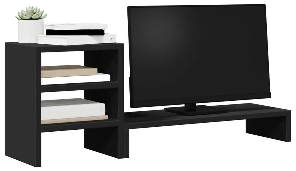 vidaXL Βάση Οθόνης με Organiser Γραφείου Μαύρη από Επεξεργασμένο Ξύλο
