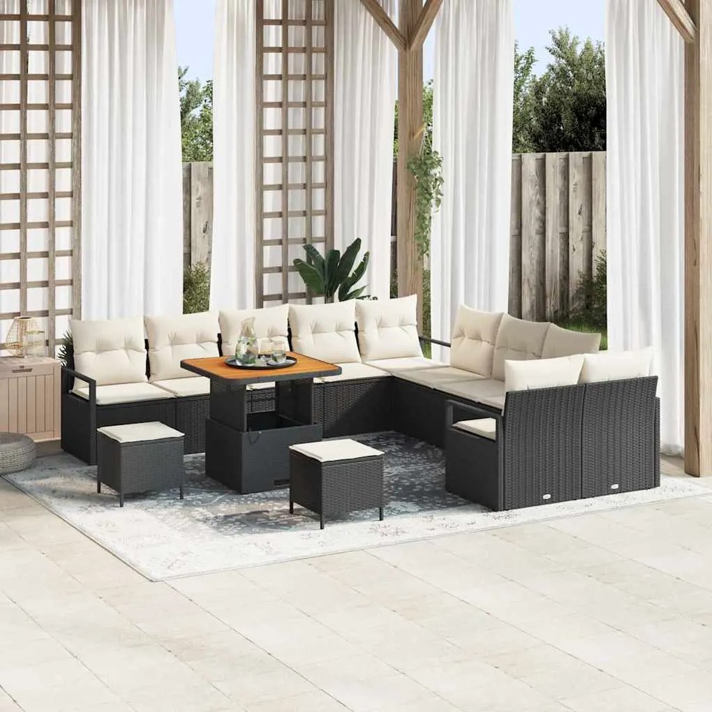 vidaXL Σετ Καναπέ Κήπου 13 pcs Μαύρο, Κρέμα 80 x 80 x 71 cm