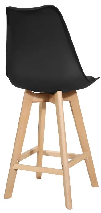 Σκαμπό μπαρ Gaston pakoworld μαύρο pp-pu και ξύλινο πόδι σε φυσική απόχρωση 49x56x112εκ