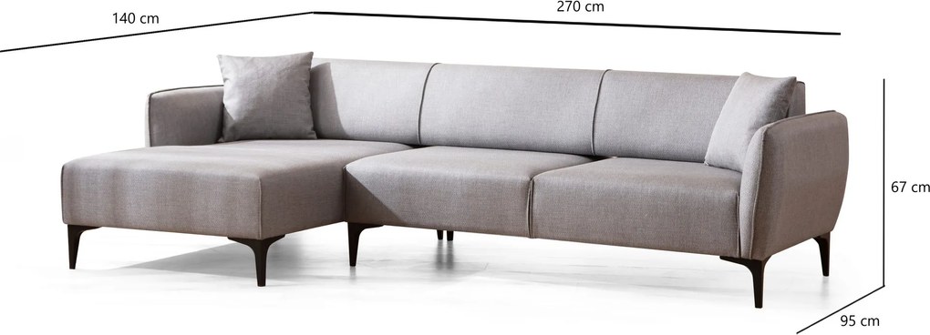 Corner Sofa Belissimo Left - Grey Grey