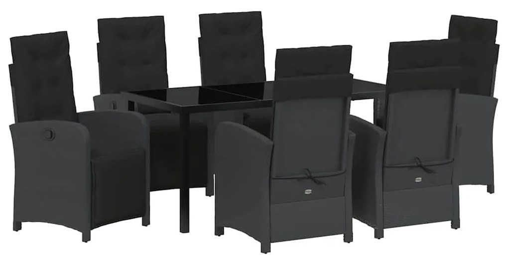 vidaXL Σέτ φαγητού για κήπο 7 pcs Μαύρο συνθετικό ρατάν