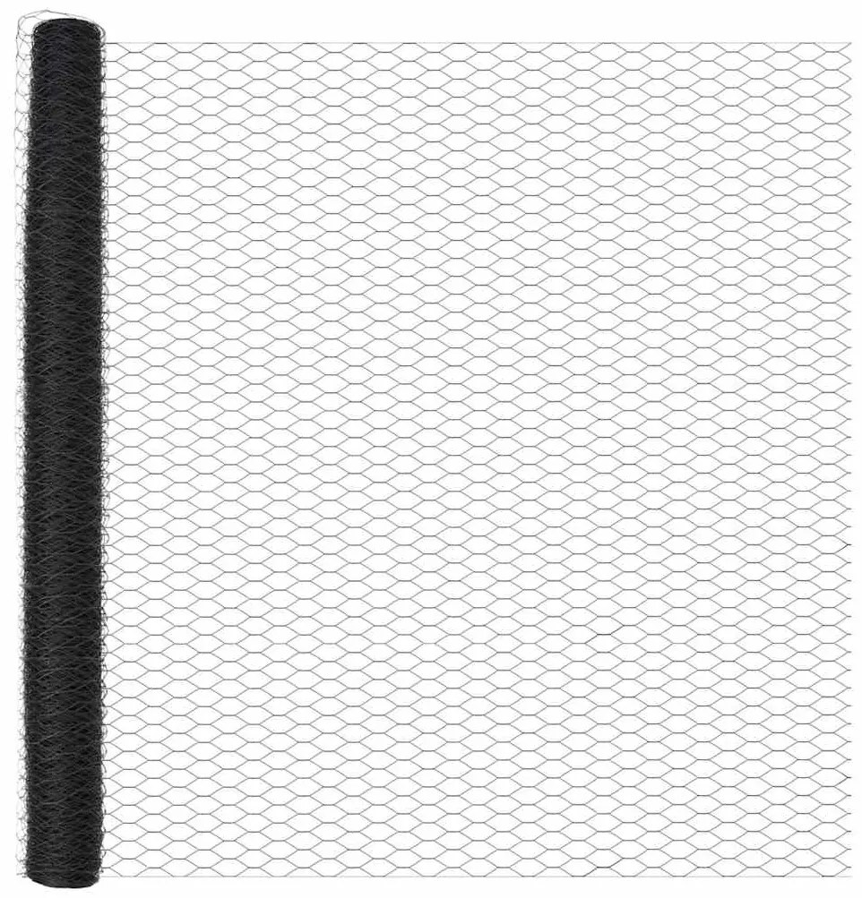vidaXL Εξαγωνικός φράκτης  με 7 πόδια, 1,5x25 μ, σε γκρι σίδερο.