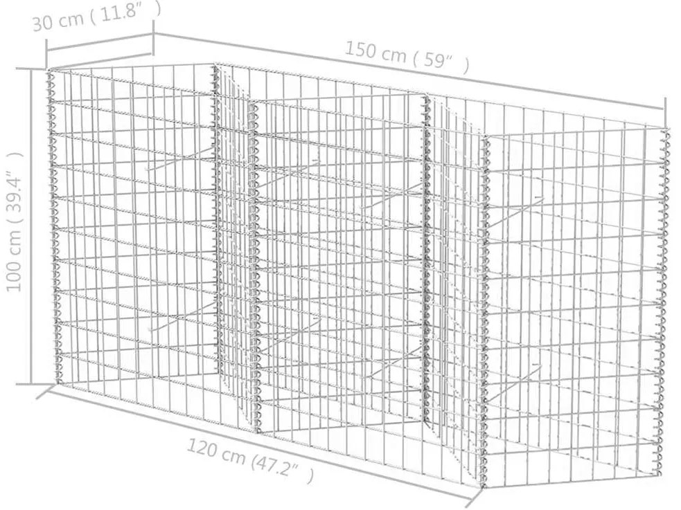 vidaXL Συρματοκιβώτιο 120 x 30 x 100 εκ. από Γαλβανισμένο Χάλυβα