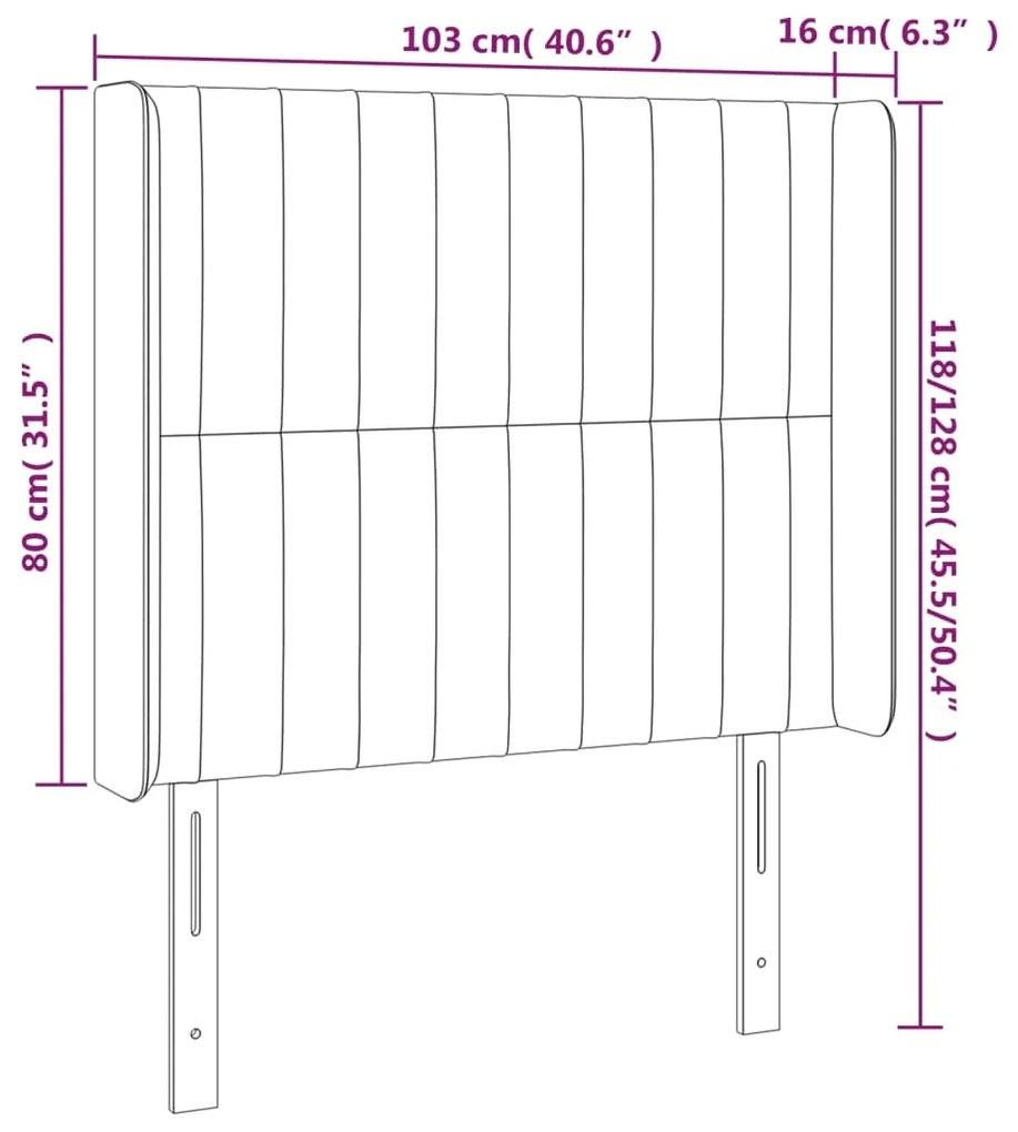 vidaXL Κεφαλάρι Κρεβατιού LED Κρεμ 103x16x118/128 εκ. Υφασμάτινο