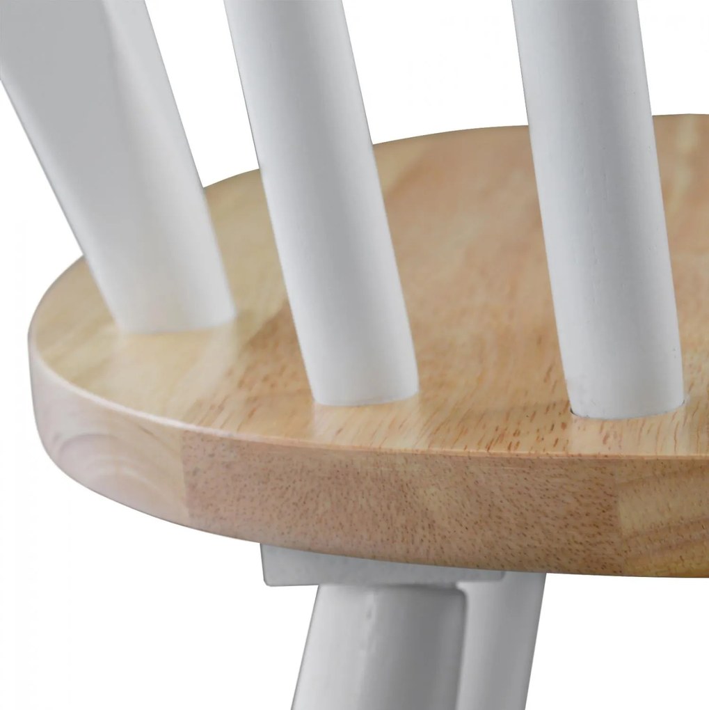 Σετ τραπεζαρίας C8057 5τμχ με Στρόγγυλο Τραπέζι & 4 Καρέκλες Λευκό - Δρύς