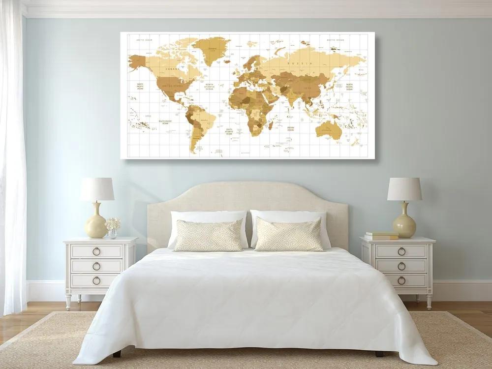 Εικόνα σε έναν παγκόσμιο χάρτη από φελλό μπεζ σε ανοιχτόχρωμο φόντο - 100x50  transparent