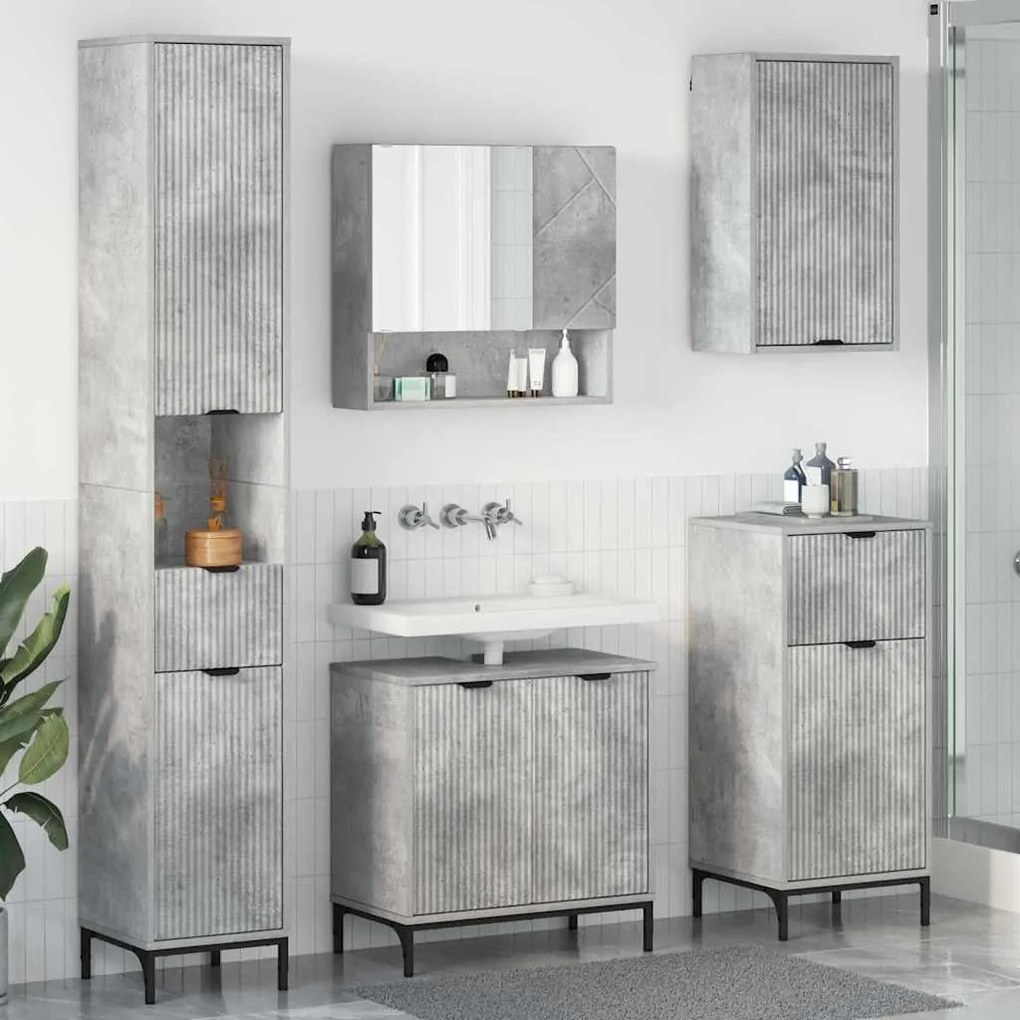 Σετ Επίπλων Μπάνιου με συρτάρι Επιτοίχιο Σκυρόδεμα Γκρι