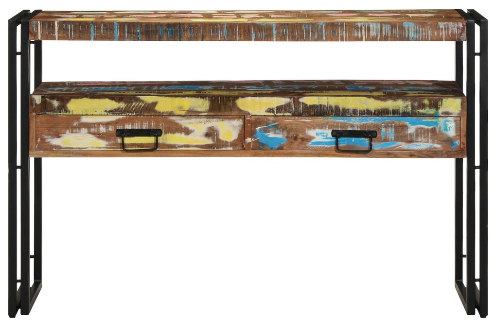 vidaXL Τραπέζια Σαλονιού Πολύχρωμο 120x33x75 εκ Μασίφ Ανακυκλωμένο Ξύλο & Μέταλλο