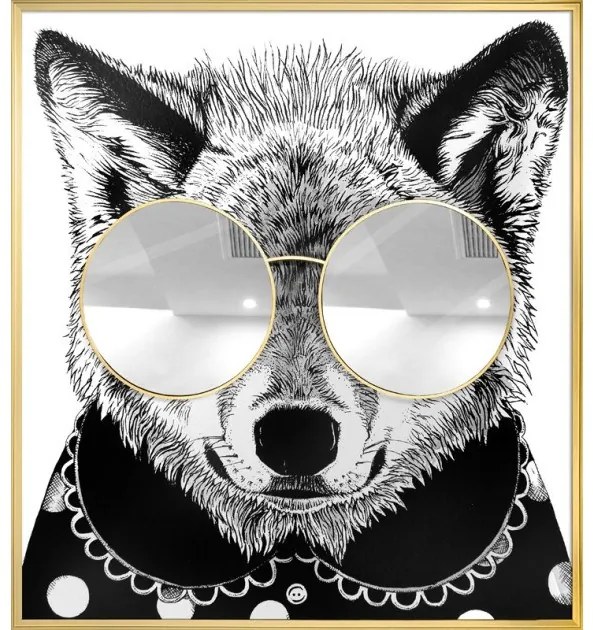 Πίνακας Racoon Thug Life με ασημί καθρέφτη MDF/Καμβάς 118x130 εκ. 3710-5 Supergreens-3710-5-Ασημί 3710-5