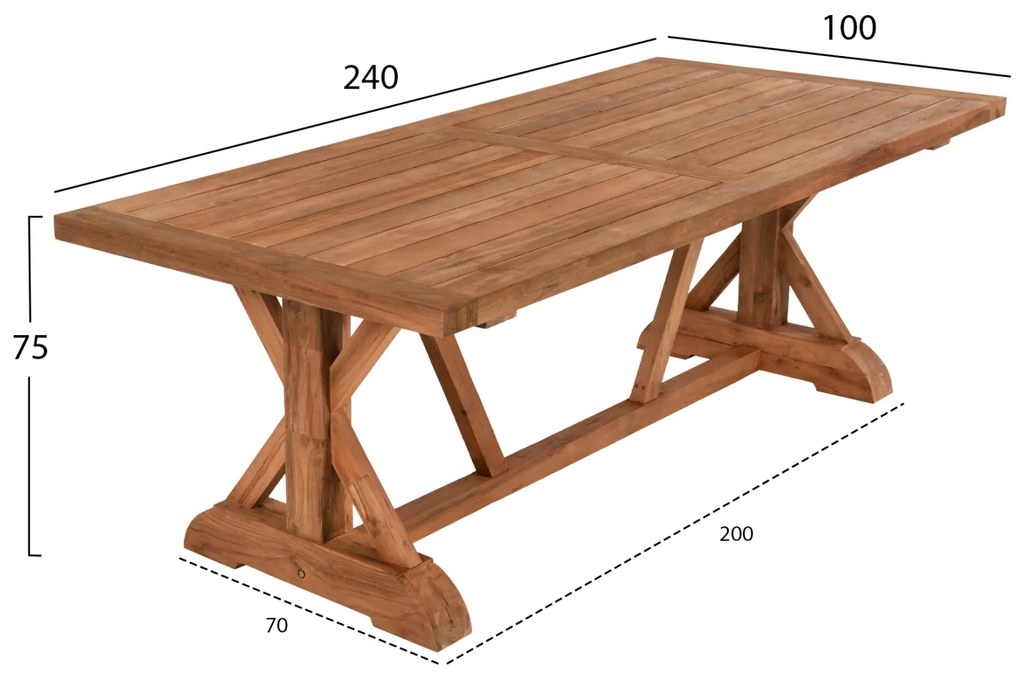 ΤΡΑΠΕΖΙ ΤΡΑΠΕΖΑΡΙΑΣ KRONOS HM5964 ΑΝΑΚΥΚΛΩΜΕΝΟ ΞΥΛΟ ΤΕΑΚ ΣΕ ΦΥΣΙΚΟ 240x100x75Υεκ.