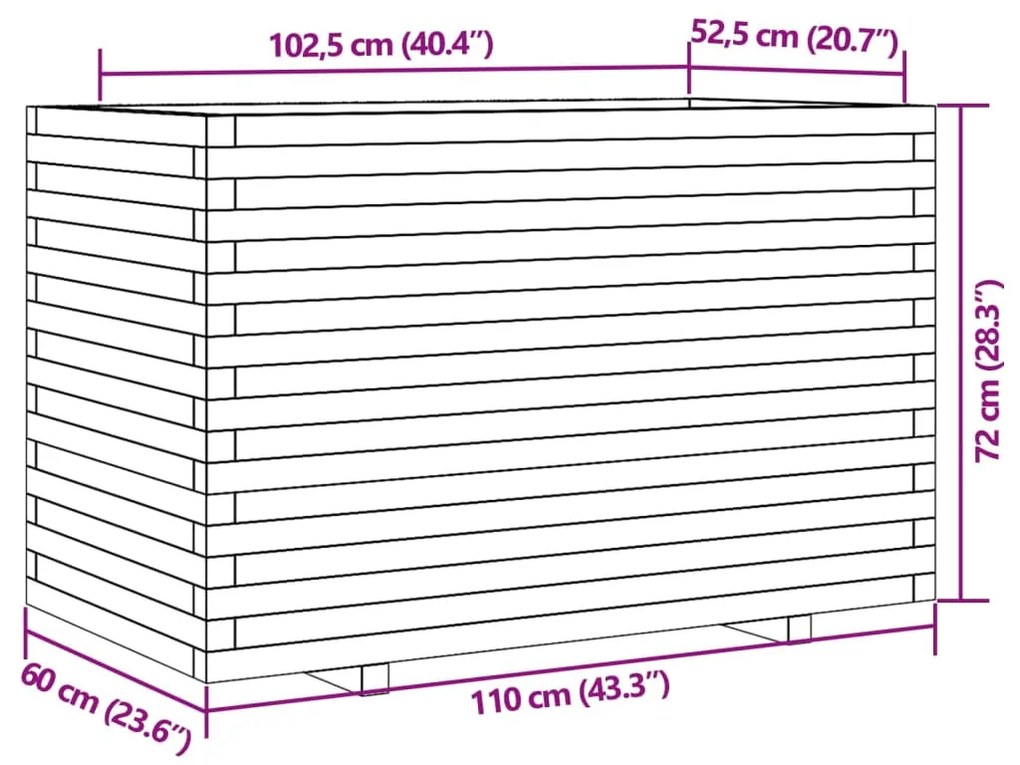 Ζαρντινιέρα Λευκή 110x60x72 εκ. από Μασίφ Ξύλο Πεύκου - Λευκό