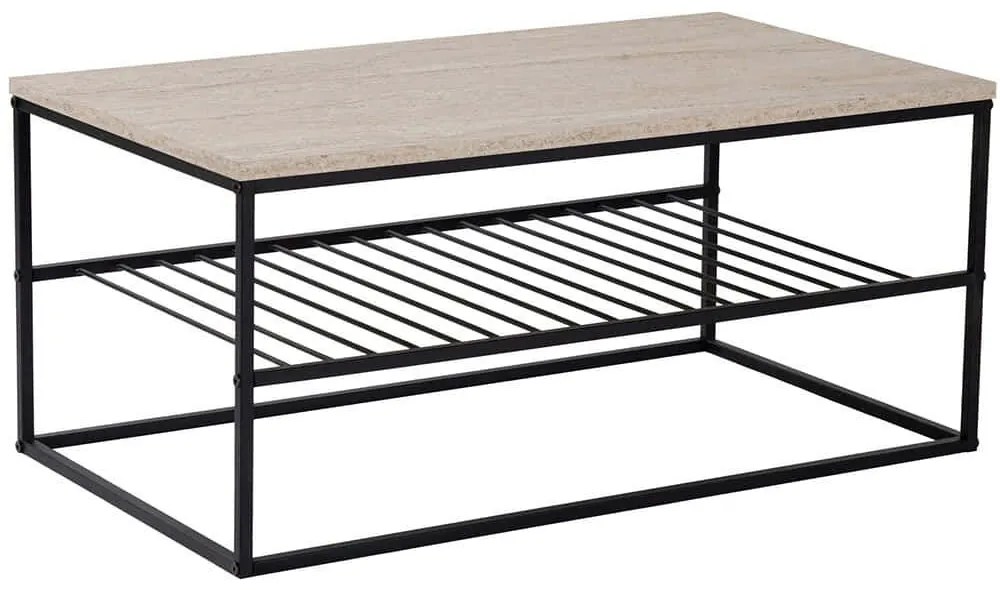 Τραπέζι Σαλονιού Asude 854KLN4752 95x55x42cm Travertine Beige-Black