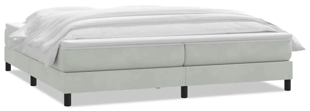 vidaXL Box Spring κρεβάτι με στρώμα ανοιχτό γκρι 200x220 εκ. Βελούδινο