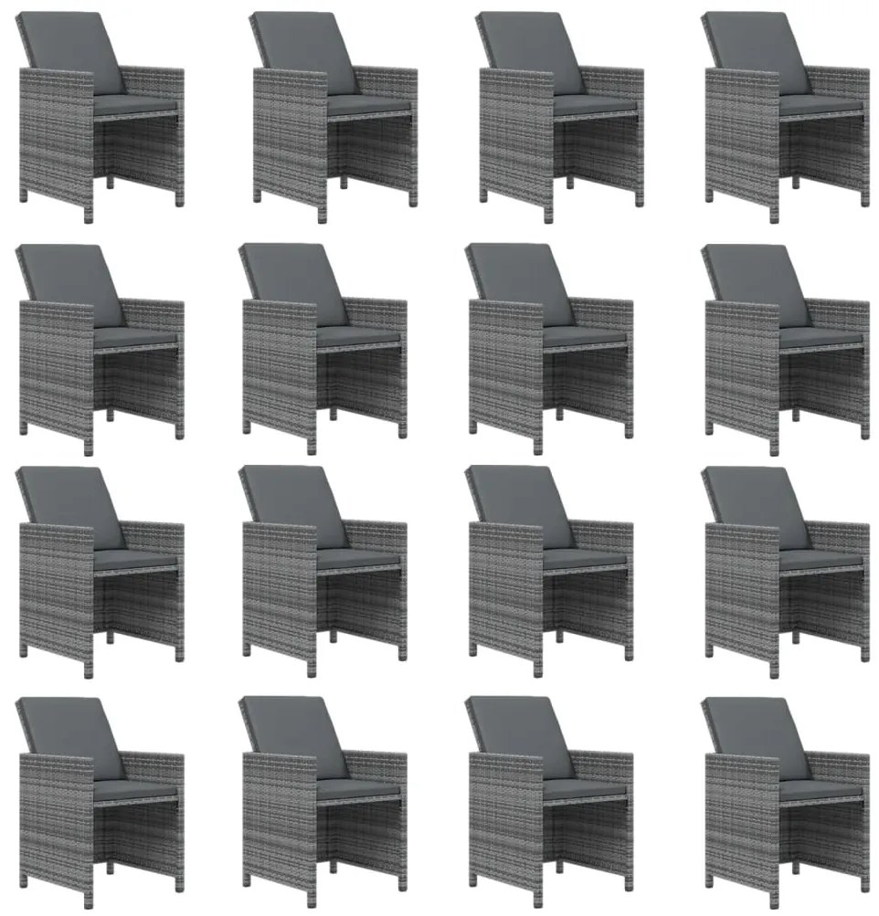 vidaXL Σετ Τραπεζαρίας Κήπου 21 τεμ. Γκρι Συνθ. Ρατάν με Μαξιλάρια