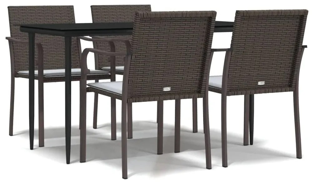 vidaXL Σετ Τραπεζαρίας Κήπου 5 τεμ. Συνθ. Ρατάν / Ατσάλι με Μαξιλάρια