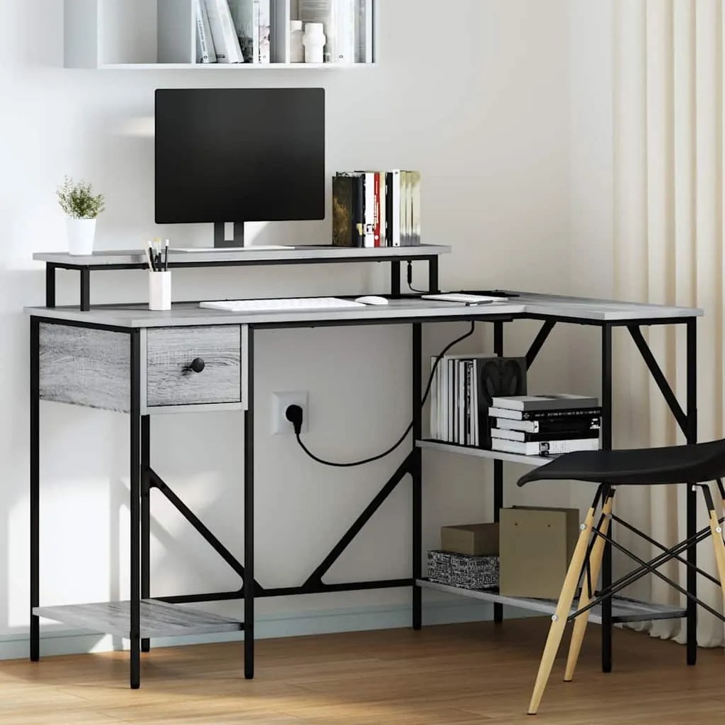 vidaXL Γραφείο Γκρι sonoma 120 x 79 x 86.5 εκ. Επεξεργασμένο ξύλο