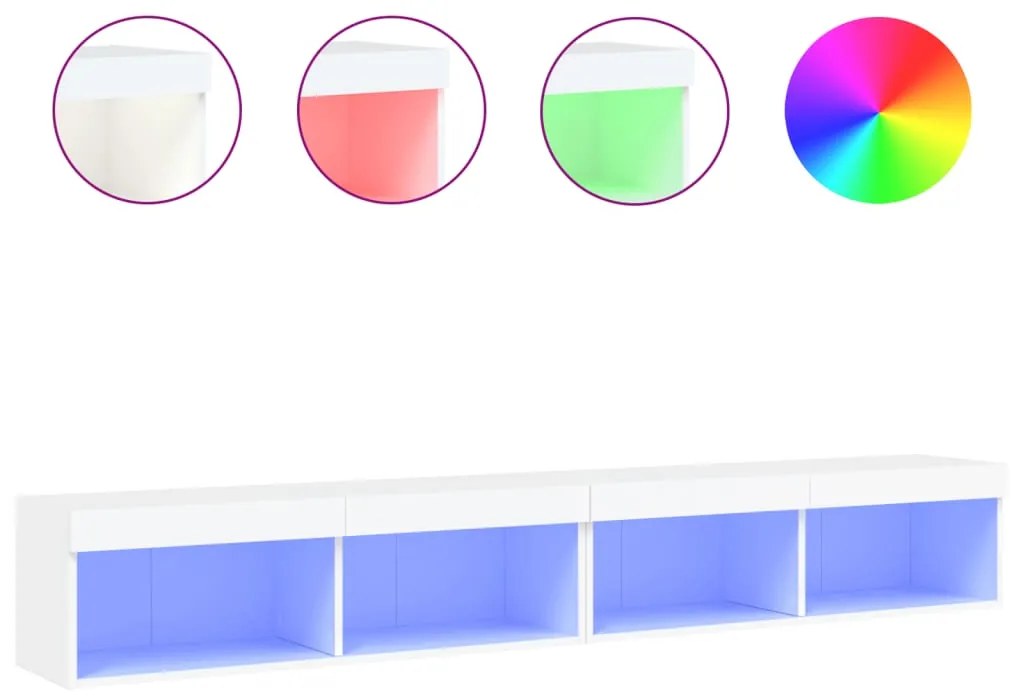 vidaXL Έπιπλα Τηλεόρασης με LED 2 τεμ. Λευκά 100 x 30 x 30 εκ.