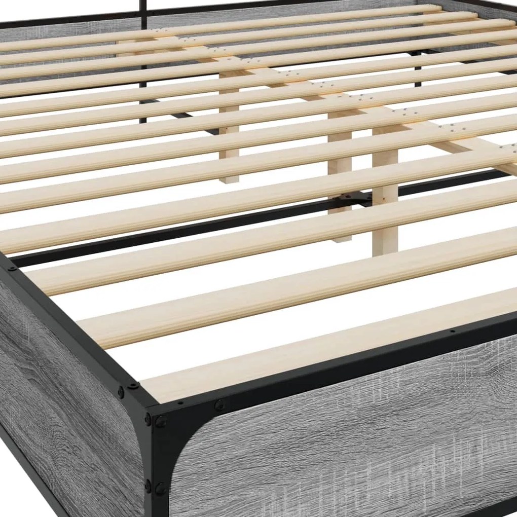 vidaXL Πλαίσιο Κρεβατιού Γκρι Sonoma 180x200 εκ. Επεξ. Ξύλο & Μέταλλο