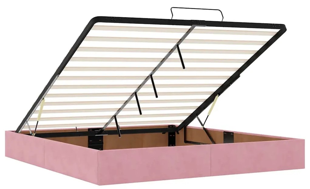 Οθωμανικό κρεβάτι με στρώματα &amp; LEDs Ροζ 160x200cm Velvet 3314479