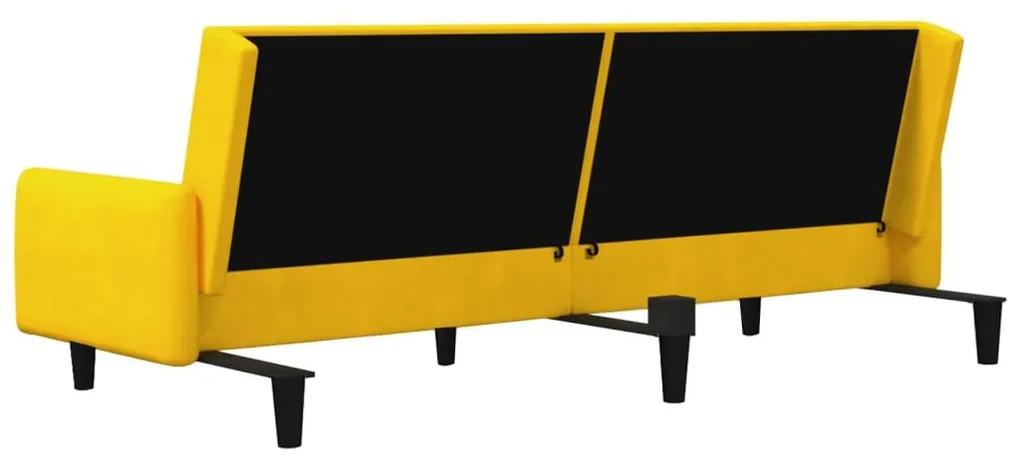 Καναπές Κρεβάτι Διθέσιος Κίτρινος Βελούδινος - Κίτρινο