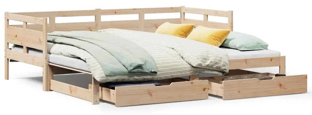 Καναπές Κρεβάτι Συρόμενος Χωρίς Στρώμα 90x200 εκ. & Συρτάρια