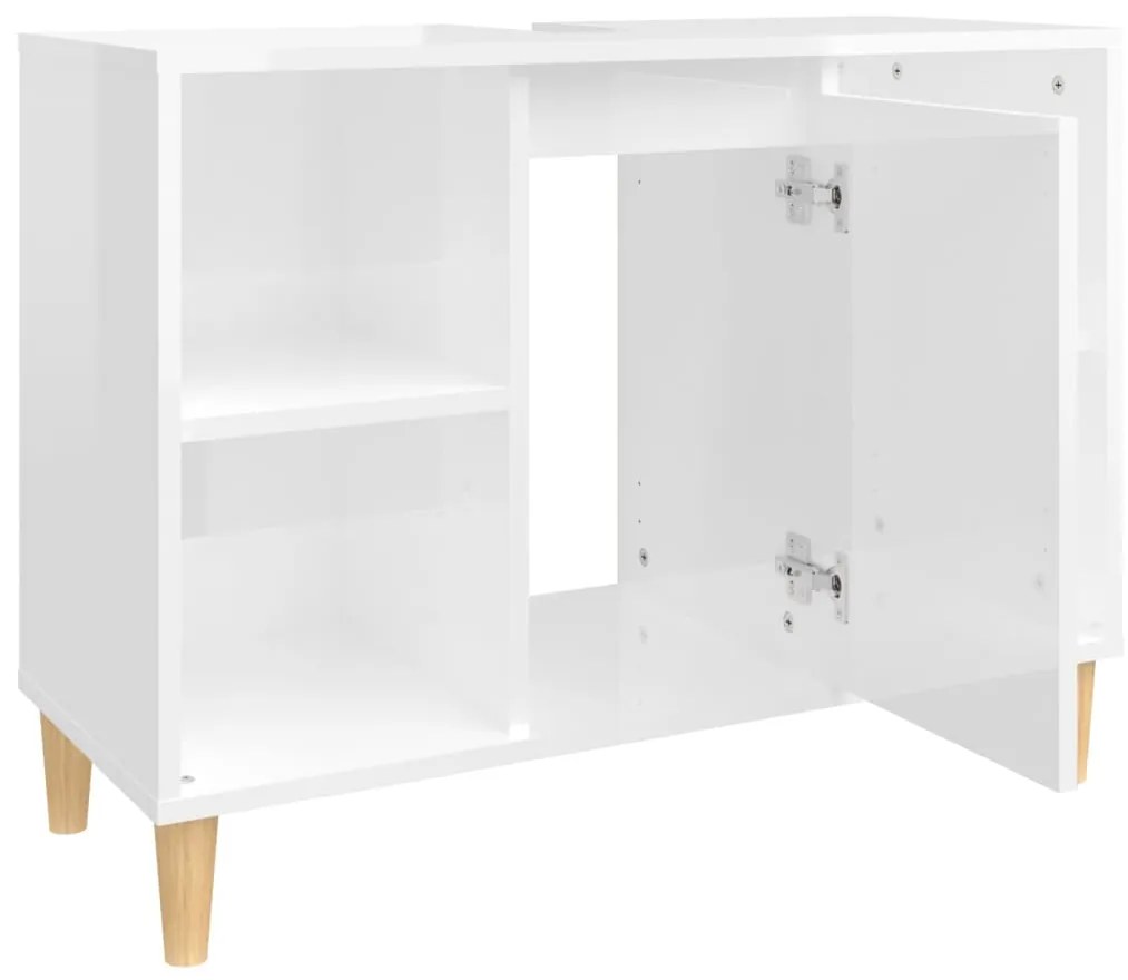 vidaXL Ντουλάπι Νιπτήρα Γυαλ. Λευκό 80x33x60 εκ. Επεξεργασμένο Ξύλο