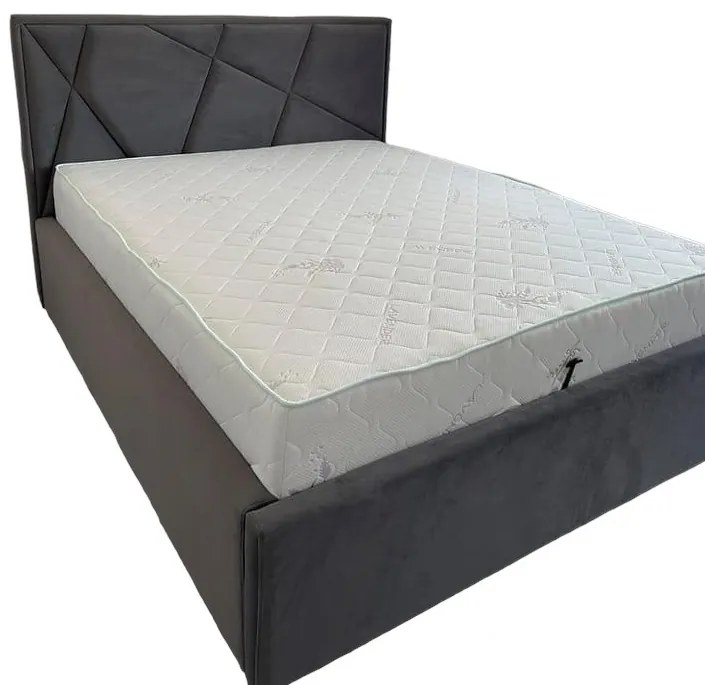 Κρεβάτι Διπλό Palma με αποθηκευτικό χώρο + τελάρο για στρώμα 160x200cm Γκρι 164x208x43cm - VAS