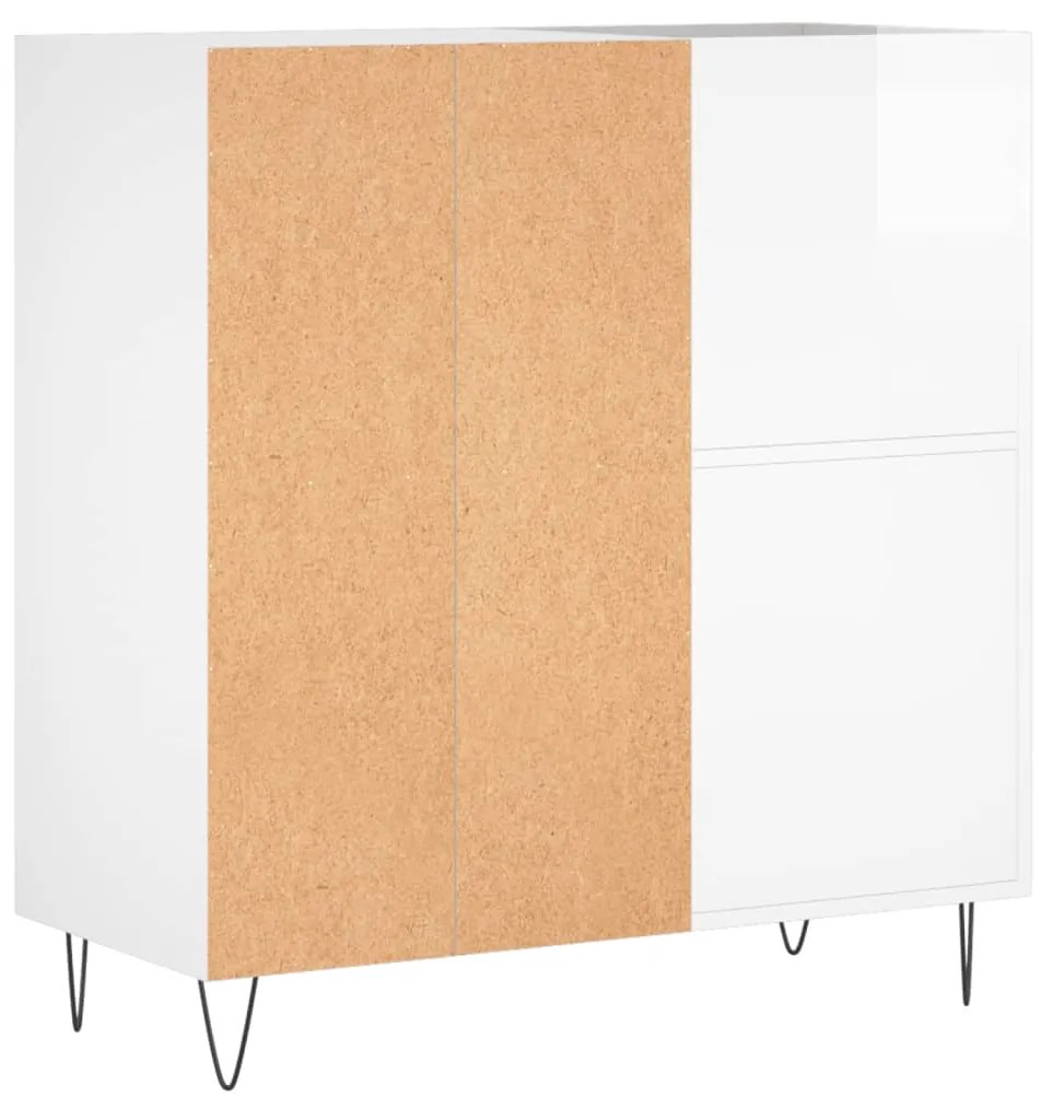 vidaXL Δισκοθήκη Γυαλιστερή Λευκή 84,5 x 38x 89 εκ. από Επεξεργ. Ξύλο