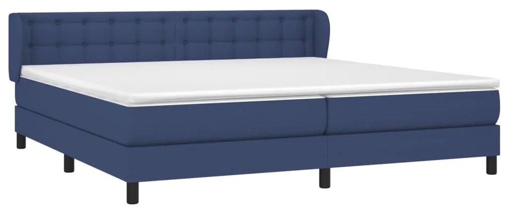 Κρεβάτι Boxspring με Στρώμα Μπλε 200x200 εκ. Υφασμάτινο - Μπλε