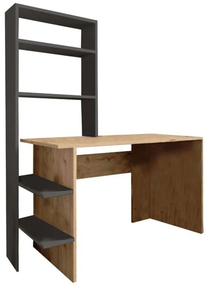 Γραφείο Με Βιβλιοθήκη Dropio 197-000206 120x55x150cm Oak-Anthracite