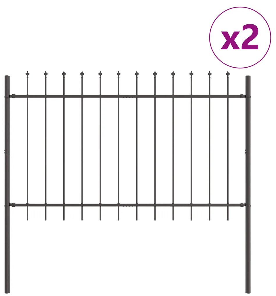 vidaXL Φράχτης κήπου με αιχμές, Γκρι, 3,4x1,2 μ, Χάλυβας