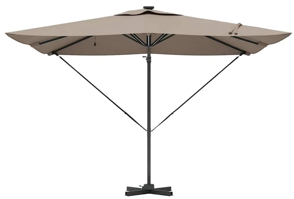 vidaXL Ομπρέλα ηλίου με φώτα λωρίδας LED Taupe 286 x 284 x 270 εκ