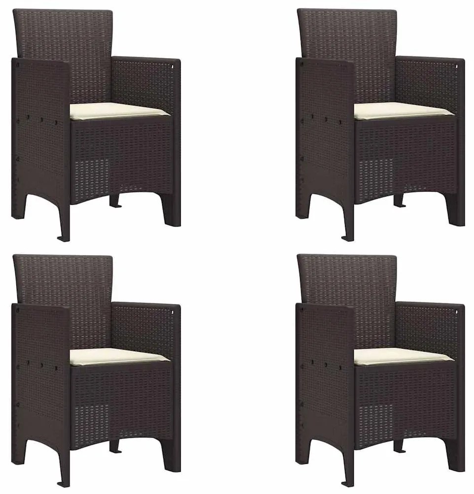 vidaXL Καρέκλες Κήπου 4 pcs Καφέ 53 x 49 x 85 εκ. Πλαστικό