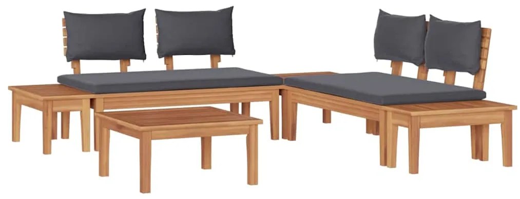 vidaXL Σετ Παγκάκι Κήπου με μαξιλάρι 3 pcs Καφέ και Γκρίζο