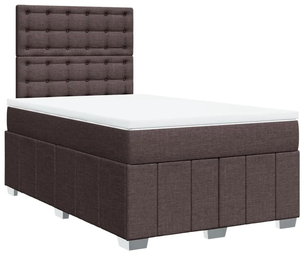 Κρεβάτι Boxspring με Στρώμα Σκούρο Καφέ 120x190 εκ Υφασμάτινο 3291624