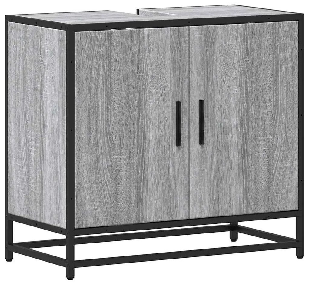vidaXL Ντουλάπι νιπτήρα μπάνιου γκρι Sonoma 65x33x60 cm