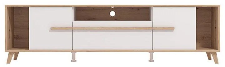 Έπιπλο Τηλεόρασης Orleans Artisan Oak - Λευκό - Λευκό Γυαλιστερό 189x40x52 εκ. 189x40x52 εκ.