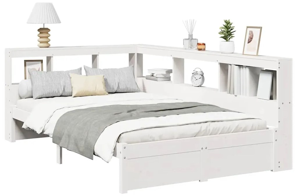 vidaXL Κρεβάτι Βιβλιοθήκη Χωρίς Στρώμα 90x190 εκ Μασίφ Ξύλο Πεύκου