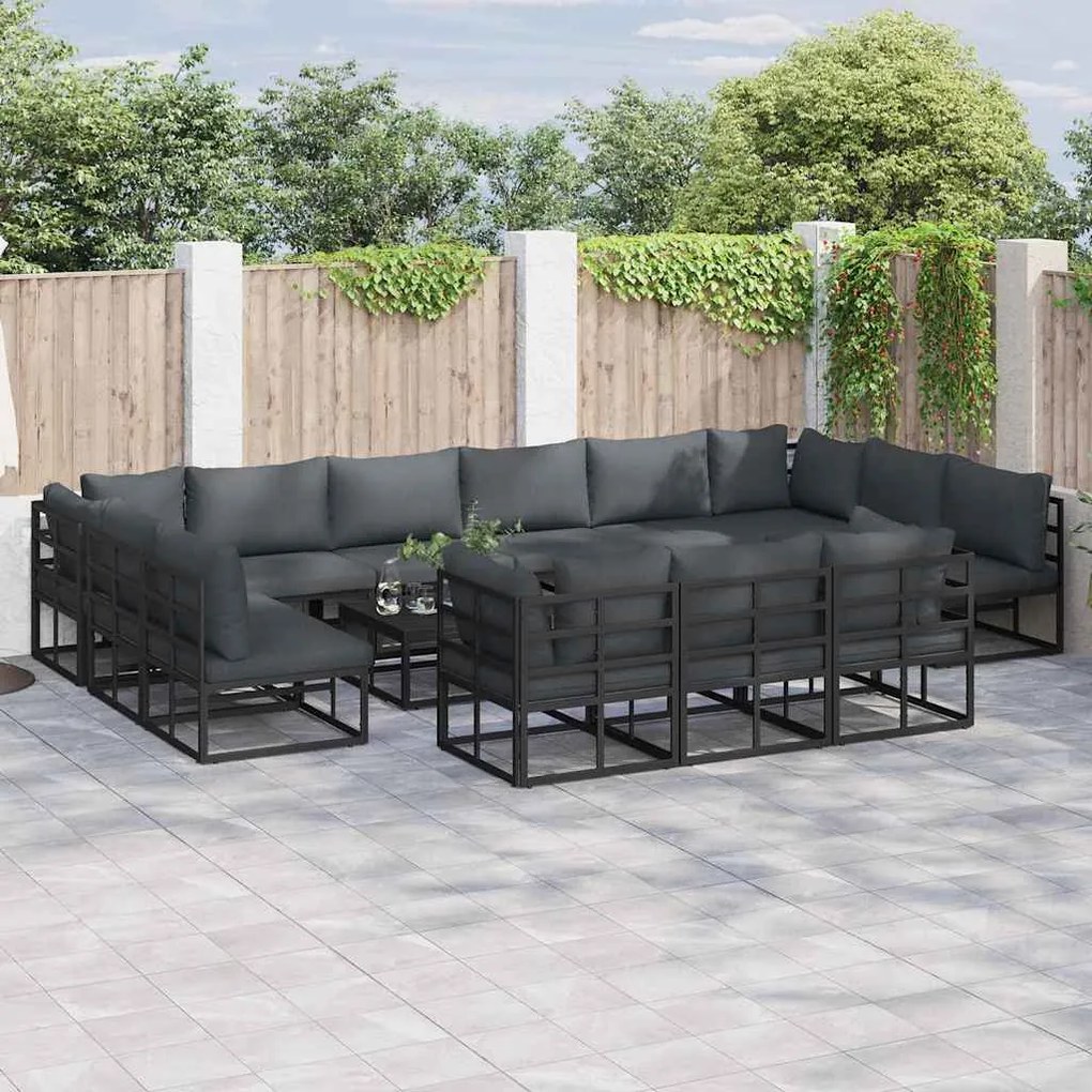 vidaXL Σετ Καναπέ Κήπου 13 pcs Μαύρο 423 x 211.5 x 71 εκ Αλουμίνιο