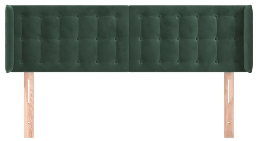 Κεφαλάρι με Πτερύγια Σκούρο Πράσινο 147x16x78/88 εκ. Βελούδινο 3119253