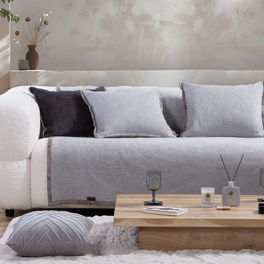 Ριχτάρι New Tanger Light Grey-Ecru Nef-Nef Homeware Τριθέσιο 180x300cm Ακρυλικό-Πολυέστερ