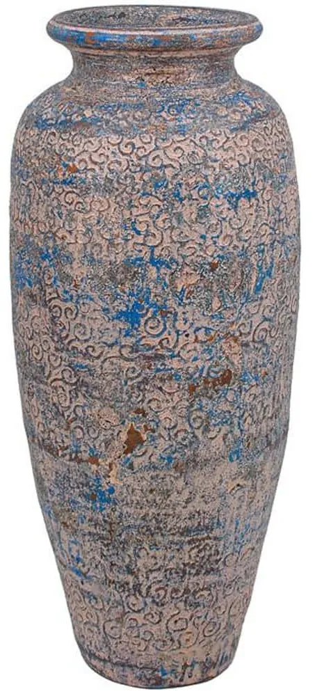 Βάζο 957-125-007 32x80cm Beige-Blue Κεραμικό