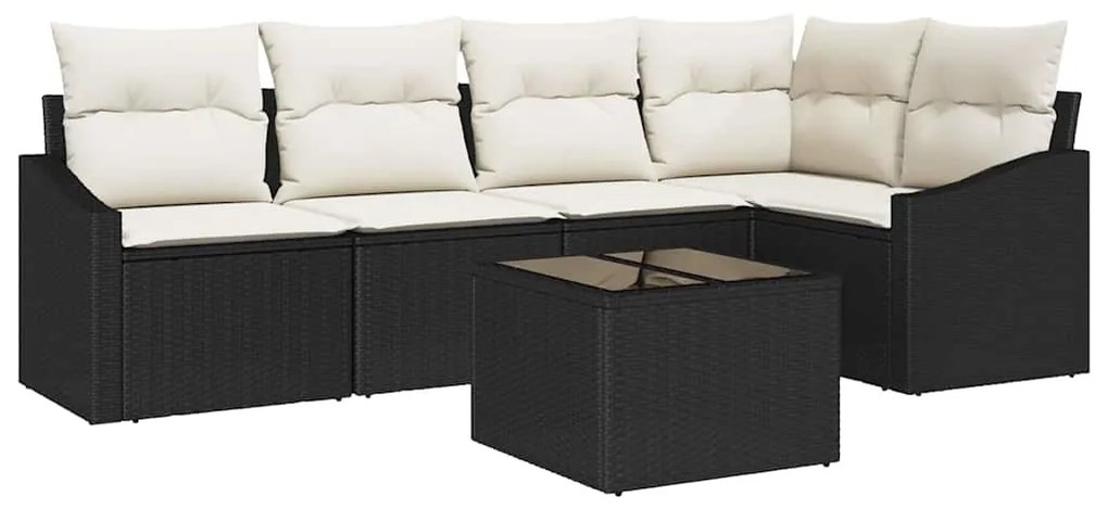 vidaXL Σετ Καναπέ Κήπου 6 pcs Μαύρο Πολυ ράταν