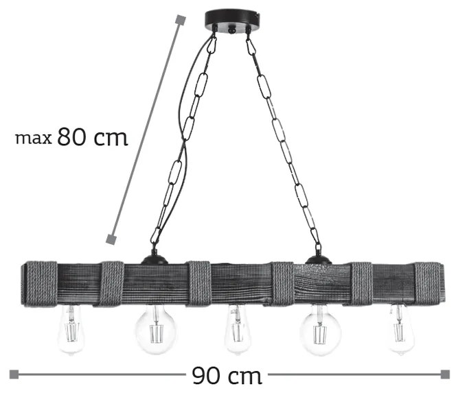 Κρεμαστό φωτιστικό από ξύλο και σχοινί (5318-5) - 5318-5