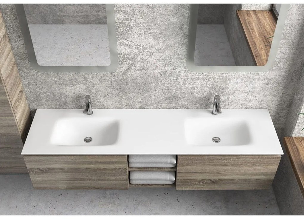 Karag Space Ένθετος Νιπτήρας Πορσελάνης Διπλός 175x46cm Λευκός