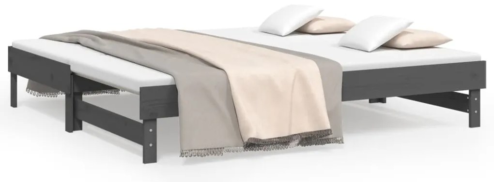 vidaXL Καναπές Κρεβάτι Συρόμενος Γκρι 2x(90x190) εκ. Μασίφ Ξύλο Πεύκου