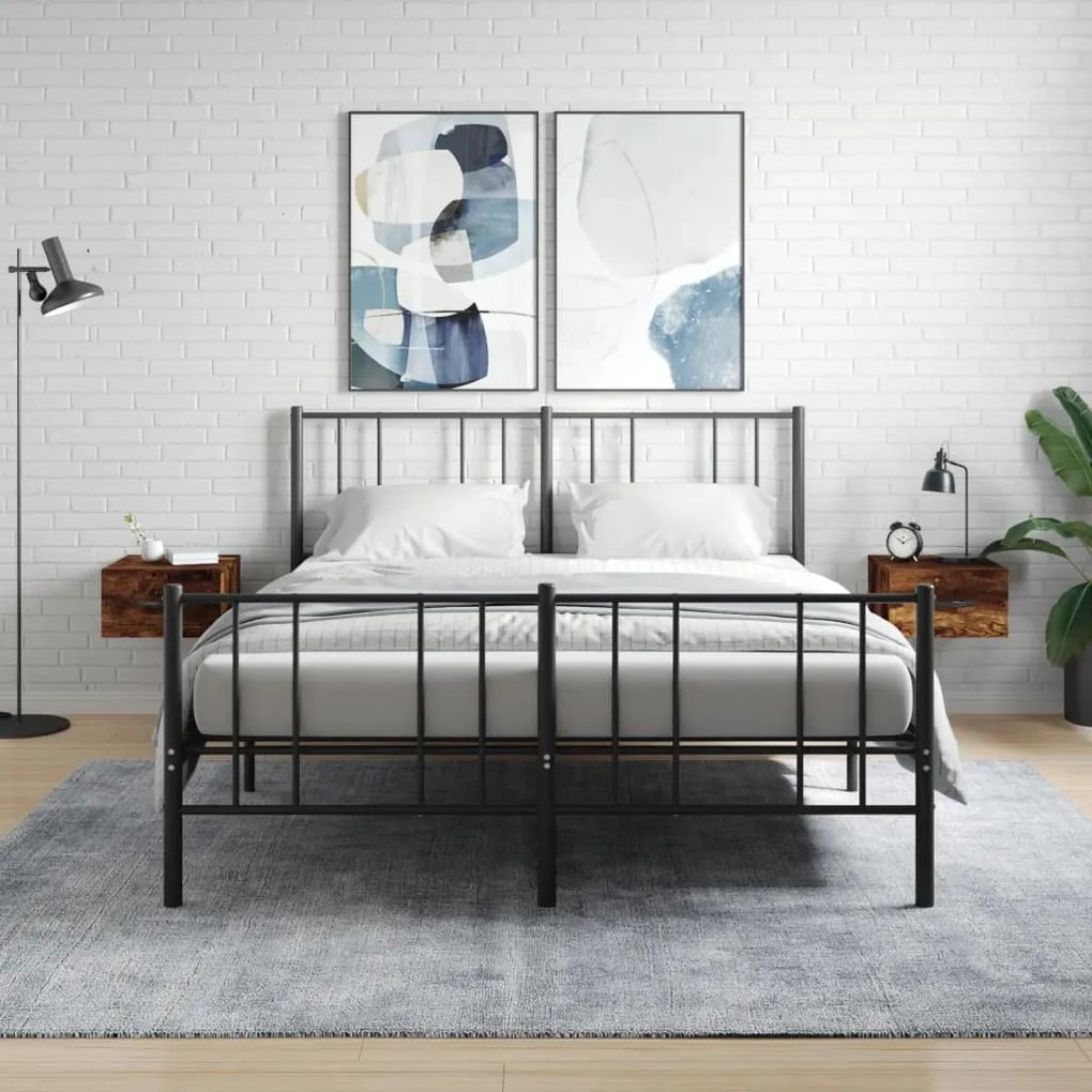 vidaXL Κομοδίνα Επιτοίχια 2 τεμ. Καπνιστή Δρυς 35x35x20 εκ.